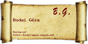 Bodai Géza névjegykártya